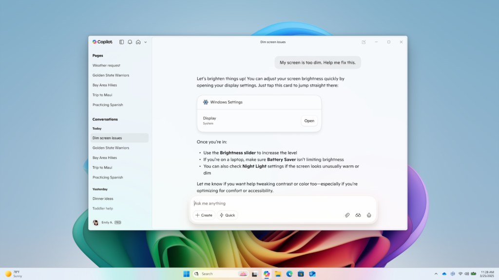 Copilot On Windows 11 Adds Easy One‑Click Links To Settings For Insiders